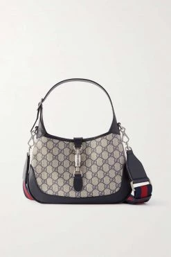 GUCCI Jackie 1961 Kleine Schultertasche Aus Bedrucktem Beschichtetem Canvas Mit Lederbesätzen ,Blau