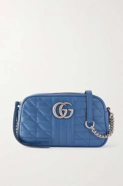 GUCCI GG Marmont Schultertasche Aus Matelassé-Leder ,Blau