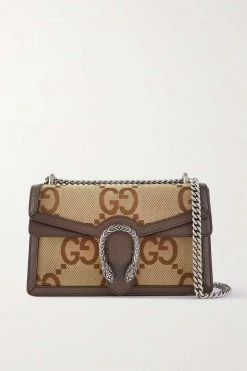 GUCCI Dionysus Jumbo GG Schultertasche Aus Canvas Mit Jacquard-Muster Und Lederbesätzen ,Braun