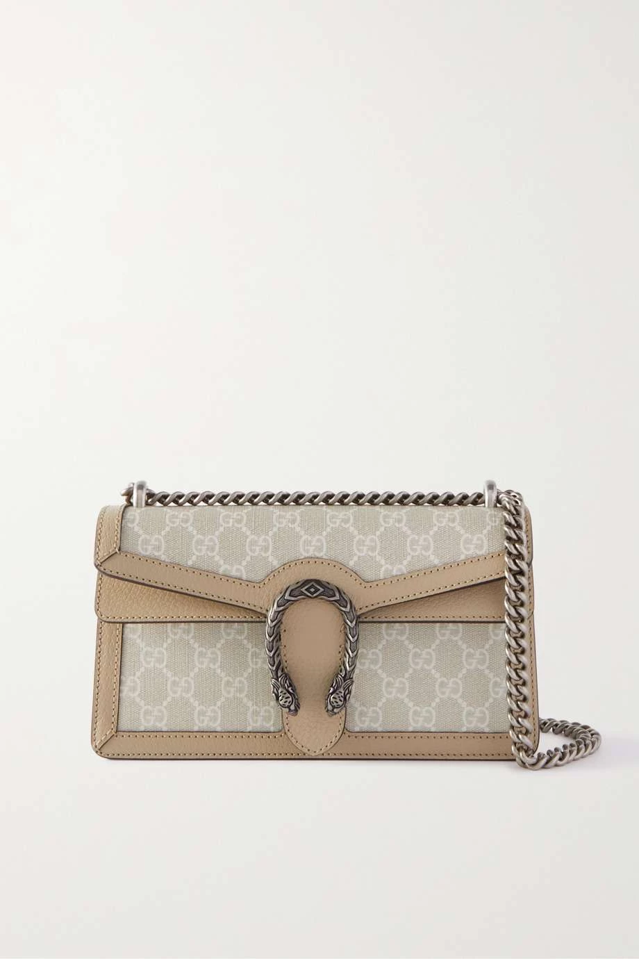 GUCCI Dionysus Kleine Schultertasche Aus Beschichtetem Canvas Mit Lederbesätzen ,Beige 1 GUCCI Dionysus Kleine Schultertasche Aus Beschichtetem Canvas Mit Lederbesätzen ,Beige