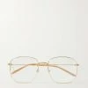 GUCCI EYEWEAR Goldfarbene Brille Mit Sechseckigem Rahmen ,Schwarz