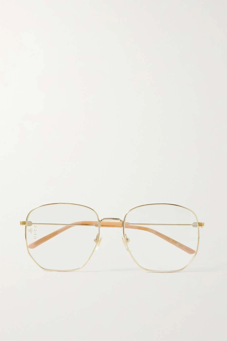 GUCCI EYEWEAR Goldfarbene Brille Mit Sechseckigem Rahmen ,Schwarz 1 GUCCI EYEWEAR Goldfarbene Brille Mit Sechseckigem Rahmen ,Schwarz