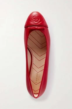 GUCCI Marmont Ballerinas Aus Gestepptem Leder Mit Logostickerei ,Rot