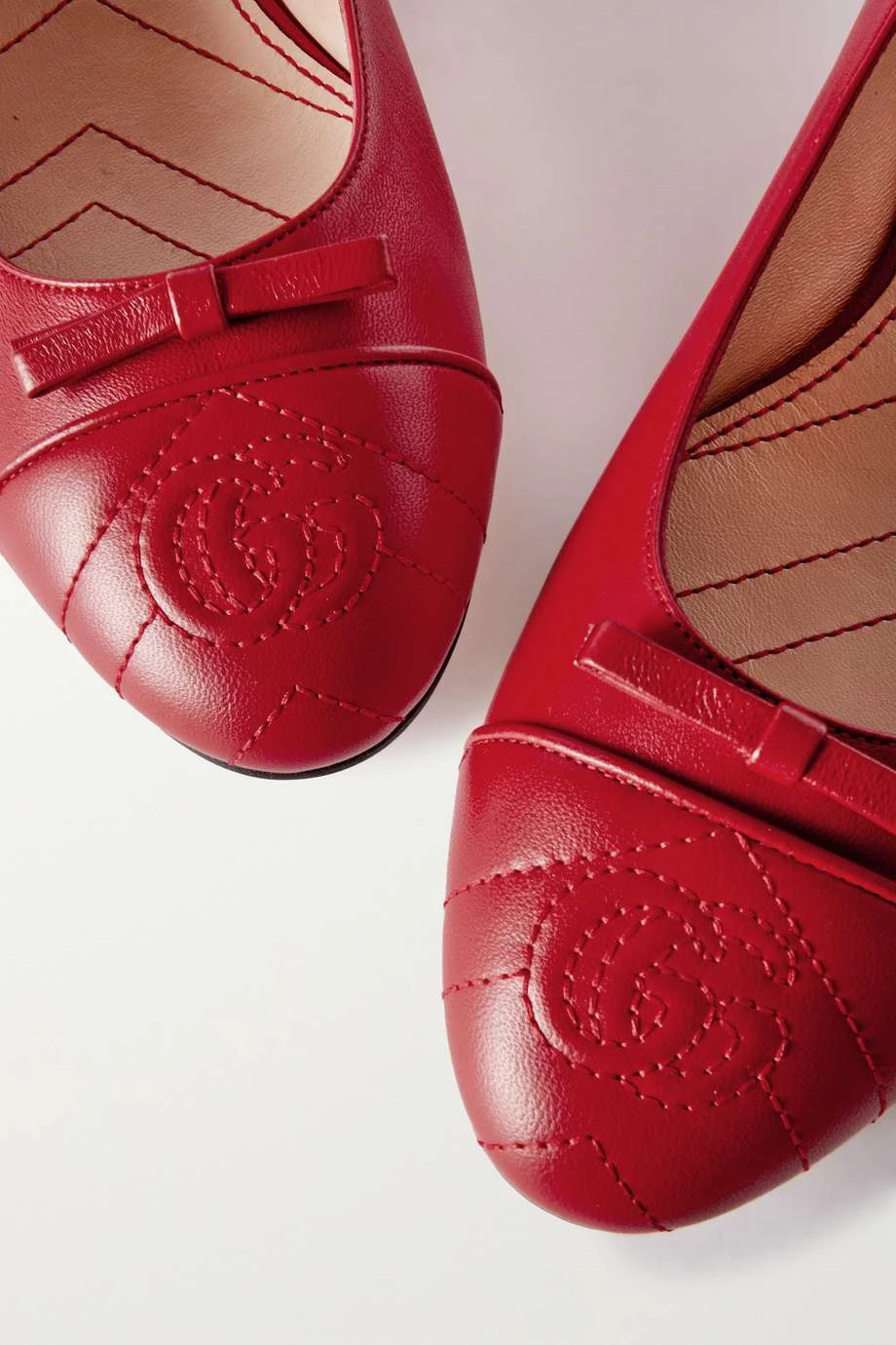 GUCCI Marmont Ballerinas Aus Gestepptem Leder Mit Logostickerei ,Rot 4 GUCCI Marmont Ballerinas Aus Gestepptem Leder Mit Logostickerei ,Rot – Bild 4
