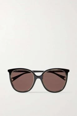 GUCCI EYEWEAR Sonnenbrille Mit Cat-Eye-Rahmen Aus Azetat Mit Goldfarbenen Details ,Schwarz