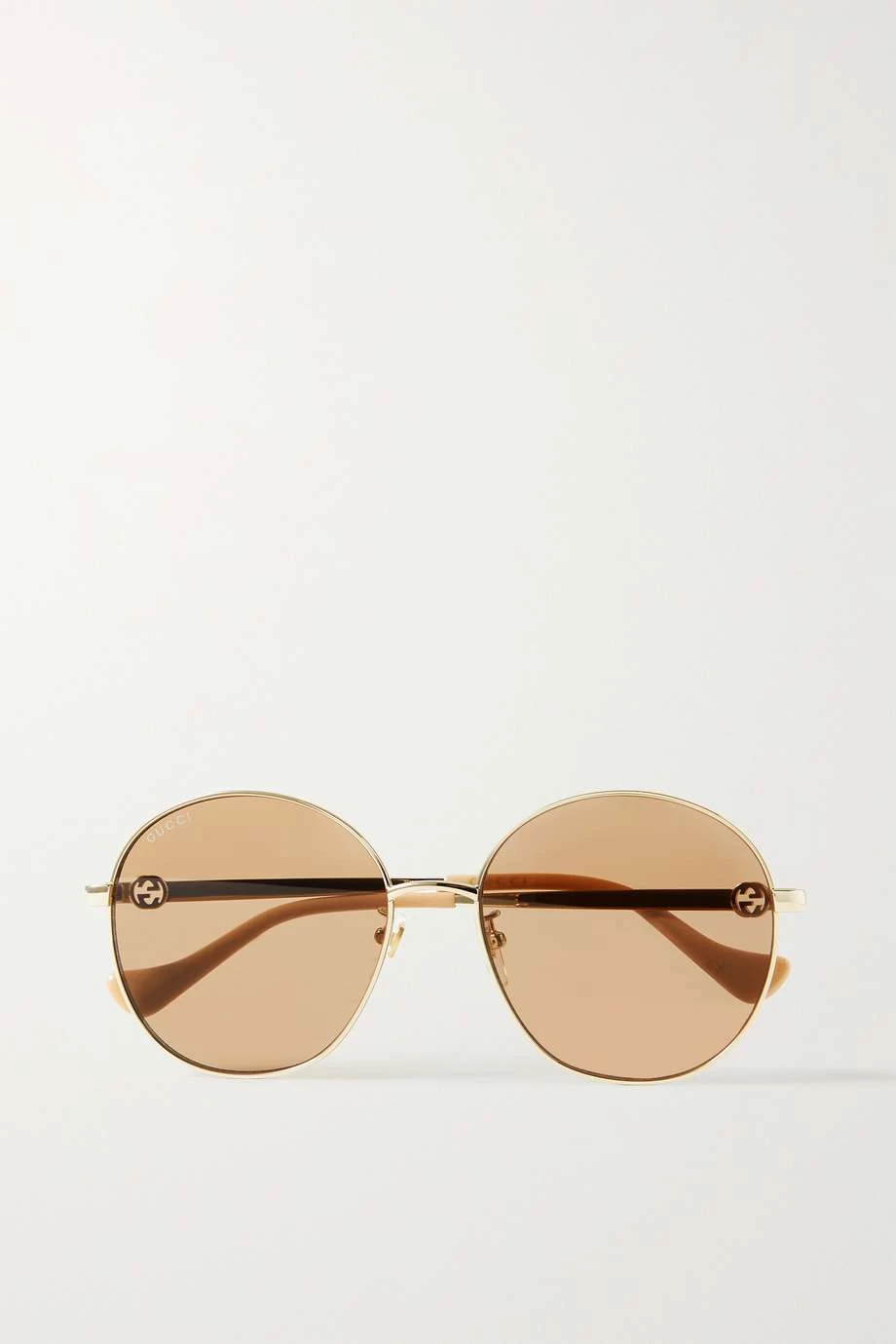GUCCI EYEWEAR Goldfarbene Sonnenbrille Mit Rundem Rahmen 1 GUCCI EYEWEAR Goldfarbene Sonnenbrille Mit Rundem Rahmen