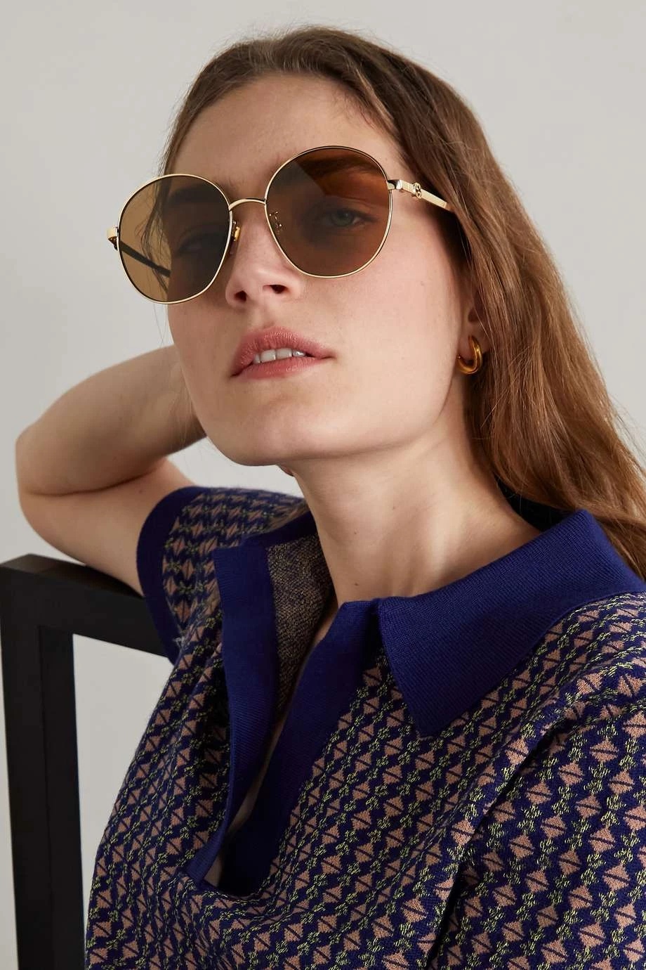 GUCCI EYEWEAR Goldfarbene Sonnenbrille Mit Rundem Rahmen 2 GUCCI EYEWEAR Goldfarbene Sonnenbrille Mit Rundem Rahmen – Bild 2