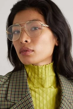 GUCCI EYEWEAR Goldfarbene Oversized-Pilotenbrille Mit Azetat -Offizielle GUCCI Website w920 q60 663