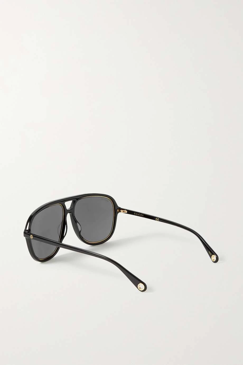 GUCCI EYEWEAR Oversized-Pilotensonnenbrille Aus Azetat Mit Goldfarbenen Details ,Schwarz 3 GUCCI EYEWEAR Oversized-Pilotensonnenbrille Aus Azetat Mit Goldfarbenen Details ,Schwarz – Bild 3