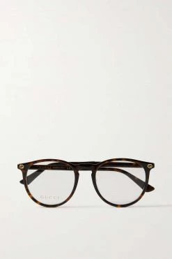 GUCCI EYEWEAR Brille Mit Rundem Rahmen Aus Azetat In Hornoptik ,Schwarz