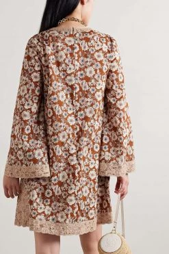 GUCCI Love Parade Minikleid Aus Voile Aus Einer Baumwollmischung Mit Blumenprint Und Spitzenbesätzen ,Braun -Offizielle GUCCI Website w920 q60 67