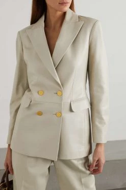 GUCCI Aria Doppelreihiger Blazer Aus Leder ,Grau -Offizielle GUCCI Website w920 q60 691