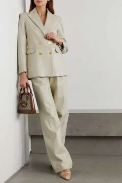 GUCCI Aria Doppelreihiger Blazer Aus Leder ,Grau -Offizielle GUCCI Website w920 q60 694