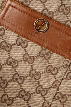 GUCCI Jacke Aus Canvas-Jacquard Aus Einer Baumwollmischung Mit Lederbesätzen Und Gürtel ,Camel -Offizielle GUCCI Website w920 q60 698