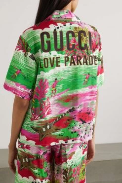 GUCCI Love Parade Hemd Aus Bedrucktem Twill ,Grün -Offizielle GUCCI Website w920 q60 7