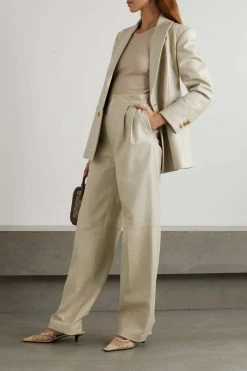 GUCCI Aria Hose Mit Weitem Bein Aus Leder Mit Falten ,Grau -Offizielle GUCCI Website w920 q60 705