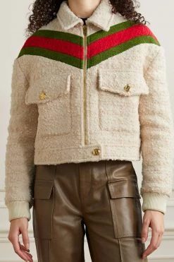 GUCCI Gestreifte Jacke Aus Bouclé Aus Einer Wollmischung ,Beige -Offizielle GUCCI Website w920 q60 714