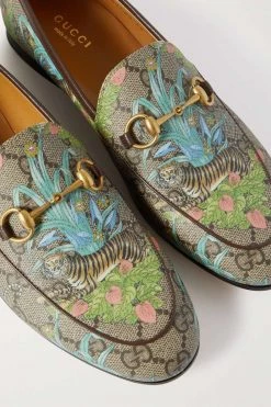 GUCCI Jordaan Loafers Aus Beschichtetem Canvas Mit Lederbesatz Und Horsebit-Detail ,Grün -Offizielle GUCCI Website w920 q60 736