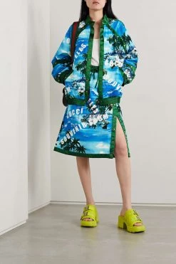 GUCCI Love Parade Rock Aus Bedrucktem Baumwoll-Canvas Mit Wickel-Effekt Und Satinbesatz ,Blau -Offizielle GUCCI Website w920 q60 74