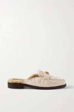 GUCCI Marmont Slippers Aus Gestepptem Leder Mit Shearling-Futter ,Wollweiß -Offizielle GUCCI Website w920 q60 748