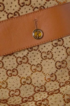 GUCCI Aria Verzierter Midirock Aus Bedrucktem Canvas Aus Einer Baumwollmischung Mit Lederbesätzen ,Camel -Offizielle GUCCI Website w920 q60 753