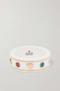 GUCCI Icon Ring Aus 18 Karat Gold Mit Emaille Und Topasen