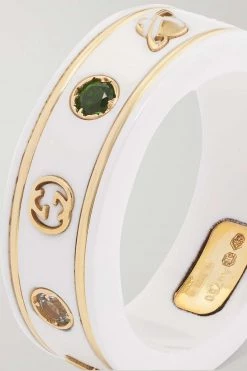 GUCCI Icon Ring Aus 18 Karat Gold Mit Emaille Und Topasen -Offizielle GUCCI Website w920 q60 758