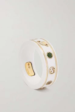 GUCCI Icon Ring Aus 18 Karat Gold Mit Emaille Und Topasen -Offizielle GUCCI Website w920 q60 759