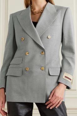 GUCCI Aria Doppelreihiger Blazer Aus Wolle ,Hellgrau -Offizielle GUCCI Website w920 q60 771
