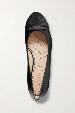 GUCCI Marmont Ballerinas Aus Gestepptem Leder Mit Logostickerei ,Schwarz