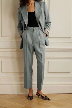 GUCCI Aria Hose Mit Geradem Bein Aus Grain De Poudre Aus Wolle ,Grau -Offizielle GUCCI Website w920 q60 789