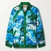 GUCCI Love Parade Bomberjacke Aus Bedrucktem Baumwoll-Canvas Mit Satin-Besätzen ,Türkis