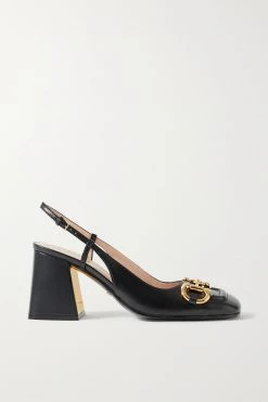 GUCCI Baby Slingback-Pumps Aus Leder Mit Horsebit-Detail ,Schwarz