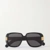GUCCI EYEWEAR Fashion Show Sonnenbrille Mit Eckigem Rahmen Aus Azetat ,Schwarz