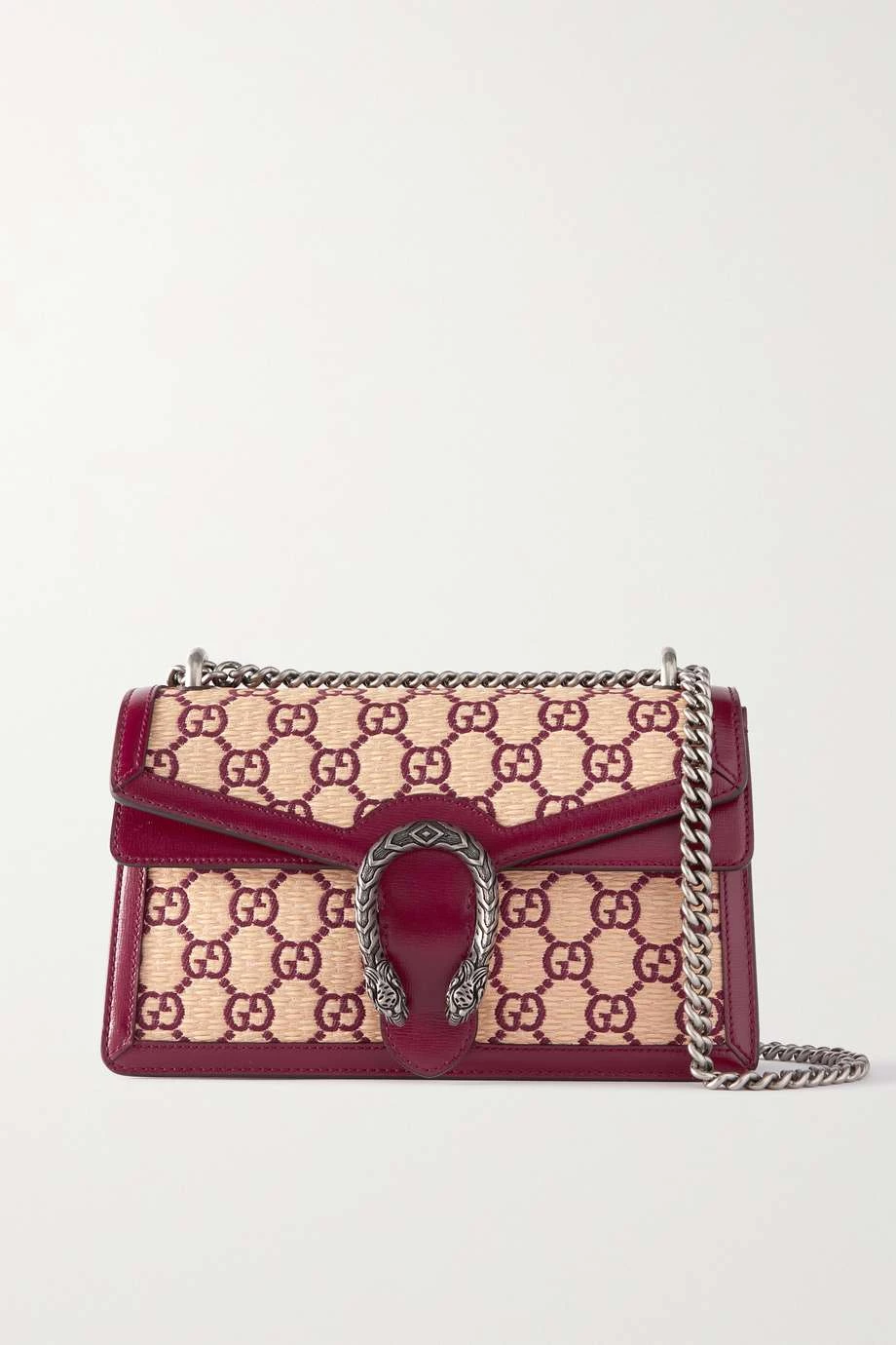 GUCCI Dionysus Schultertasche Aus Stroh Mit Stickereien Und Besätzen Aus Strukturiertem Leder ,Rot 1 GUCCI Dionysus Schultertasche Aus Stroh Mit Stickereien Und Besätzen Aus Strukturiertem Leder ,Rot