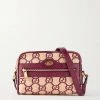 GUCCI Ophidia Mini Schultertasche Aus Stroh Mit Stickereien Und Besätzen Aus Strukturiertem Leder ,Rot
