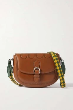 GUCCI Schultertasche Aus Leder Mit Prägung ,Braun