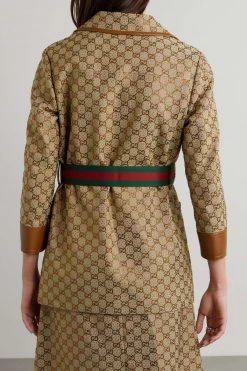 GUCCI Aria Jacke Aus Canvas Aus Einer Baumwollmischung Mit Jacquard-Muster, Lederbesätzen Und Gürtel ,Camel 9 GUCCI Aria Jacke Aus Canvas Aus Einer Baumwollmischung Mit Jacquard-Muster, Lederbesätzen Und Gürtel ,Camel -Offizielle GUCCI Website w920 q60 920