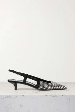 GUCCI Tom Slingback-Pumps Aus Veloursleder Mit Kristallen ,Schwarz