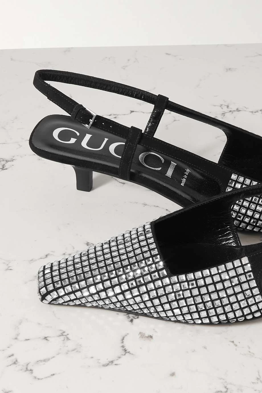 GUCCI Tom Slingback-Pumps Aus Veloursleder Mit Kristallen ,Schwarz 4 GUCCI Tom Slingback-Pumps Aus Veloursleder Mit Kristallen ,Schwarz – Bild 4