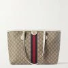 GUCCI Ophidia Mittelgroße Tote Aus Beschichtetem Canvas Mit Print Und Besatz Aus Strukturiertem Leder ,Weiß