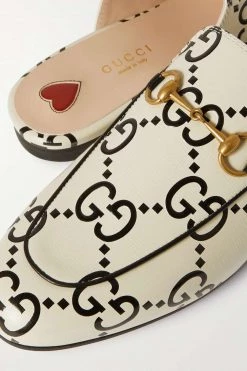 GUCCI Princetown Slippers Aus Leder Mit Logoprint Und Horsebit-Detail ,Weiß -Offizielle GUCCI Website w920 q60 982