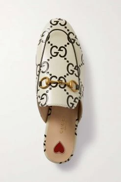 GUCCI Princetown Slippers Aus Leder Mit Logoprint Und Horsebit-Detail ,Weiß -Offizielle GUCCI Website w920 q60 983