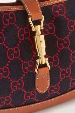 GUCCI Jackie 1961 Kleine Schultertasche Aus Woll-Jacquard Und Leder ,Blau -Offizielle GUCCI Website w920 q60 987