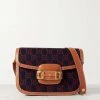 GUCCI Horsebit 1955 Schultertasche Aus Woll-Jacquard Mit Lederbesätzen ,Blau
