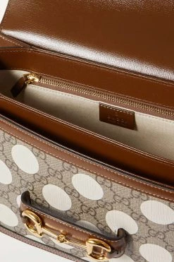 GUCCI Horsebit 1955 Mittelgroße Schultertasche Aus Beschichtetem Bedrucktem Canvas Mit Lederbesatz ,Braun -Offizielle GUCCI Website w920 q60 998
